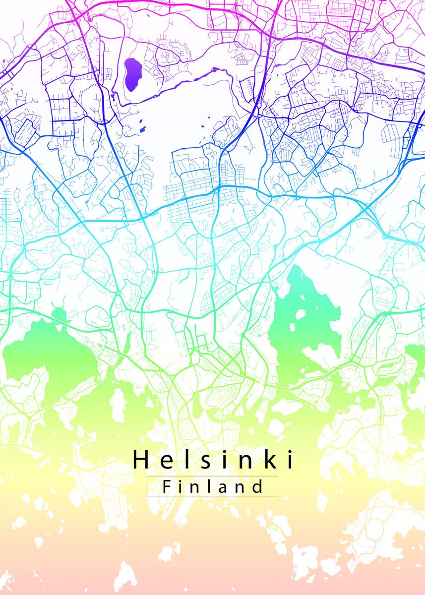 'Helsinki City Map' Poster by Robin Niemczyk | Displate