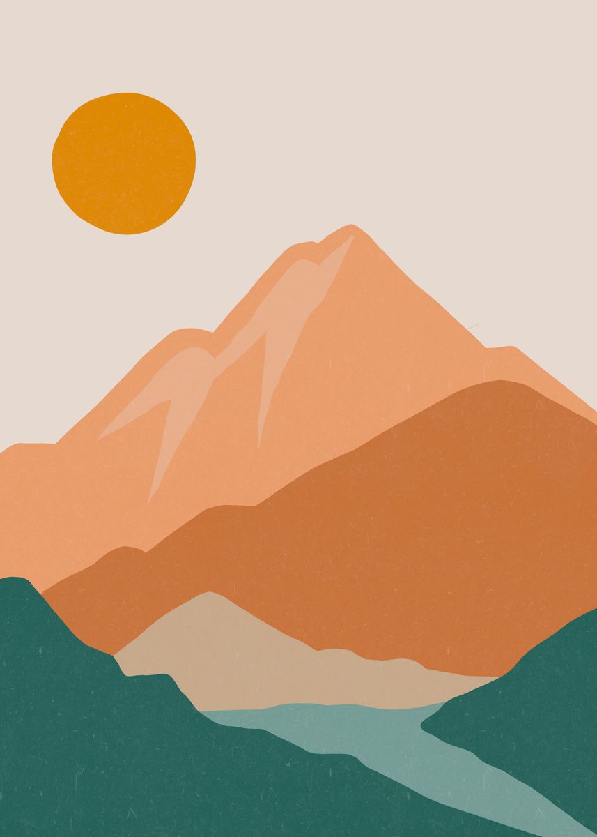 'Mountain Landscape Minimal' Poster by Jay minimalist art | Displate