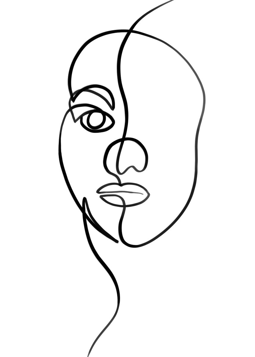 'Woman face abstract art' Poster by Doodle Intent | Displate