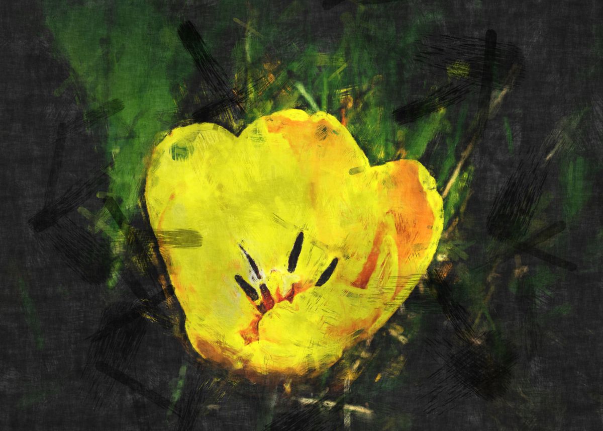'Yellow flower artwork' Poster by Ingo Menhard | Displate