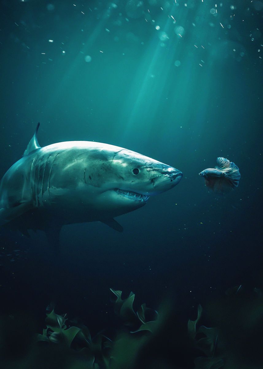 'Shark Meets Betta' Poster by Zenja Gammer | Displate