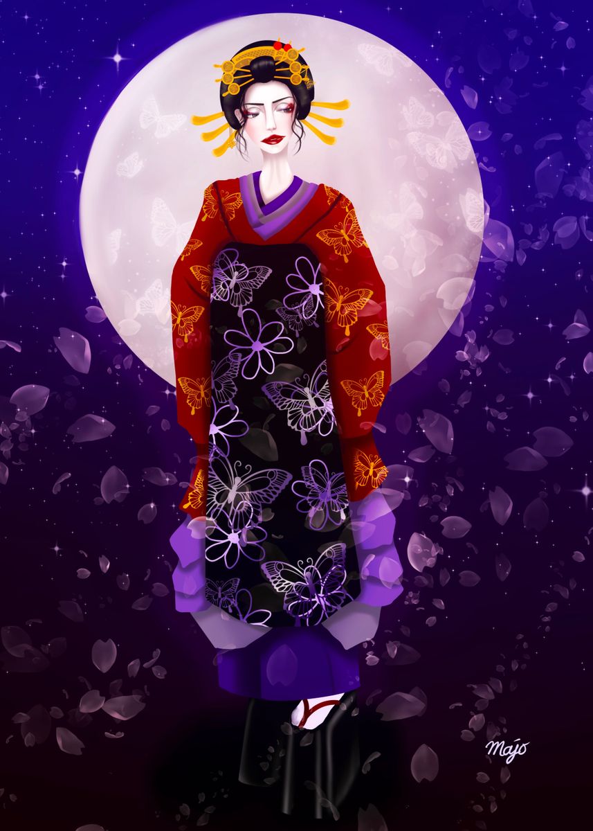 'In The Wind With Sakura ' Poster by Majo Art  | Displate