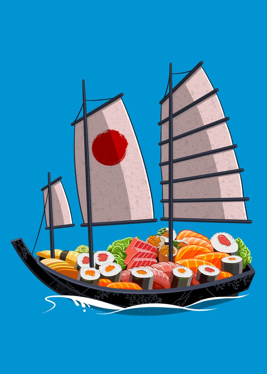 'Japanese sushi boat' Poster by Alberto Perez | Displate