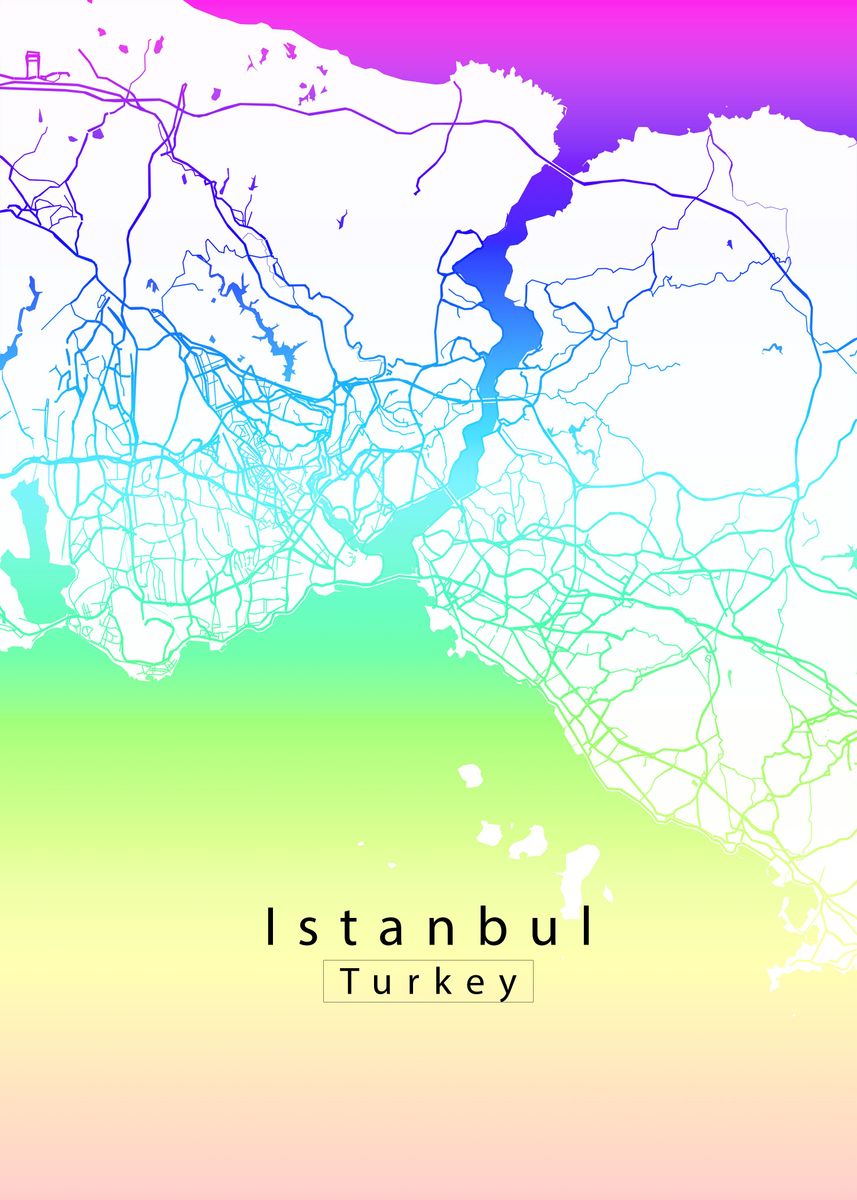 'Istanbul City Map' Poster by Robin Niemczyk | Displate