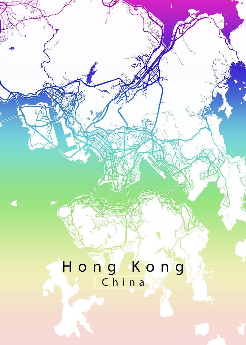 'Hong Kong City Map' Poster by Robin Niemczyk | Displate