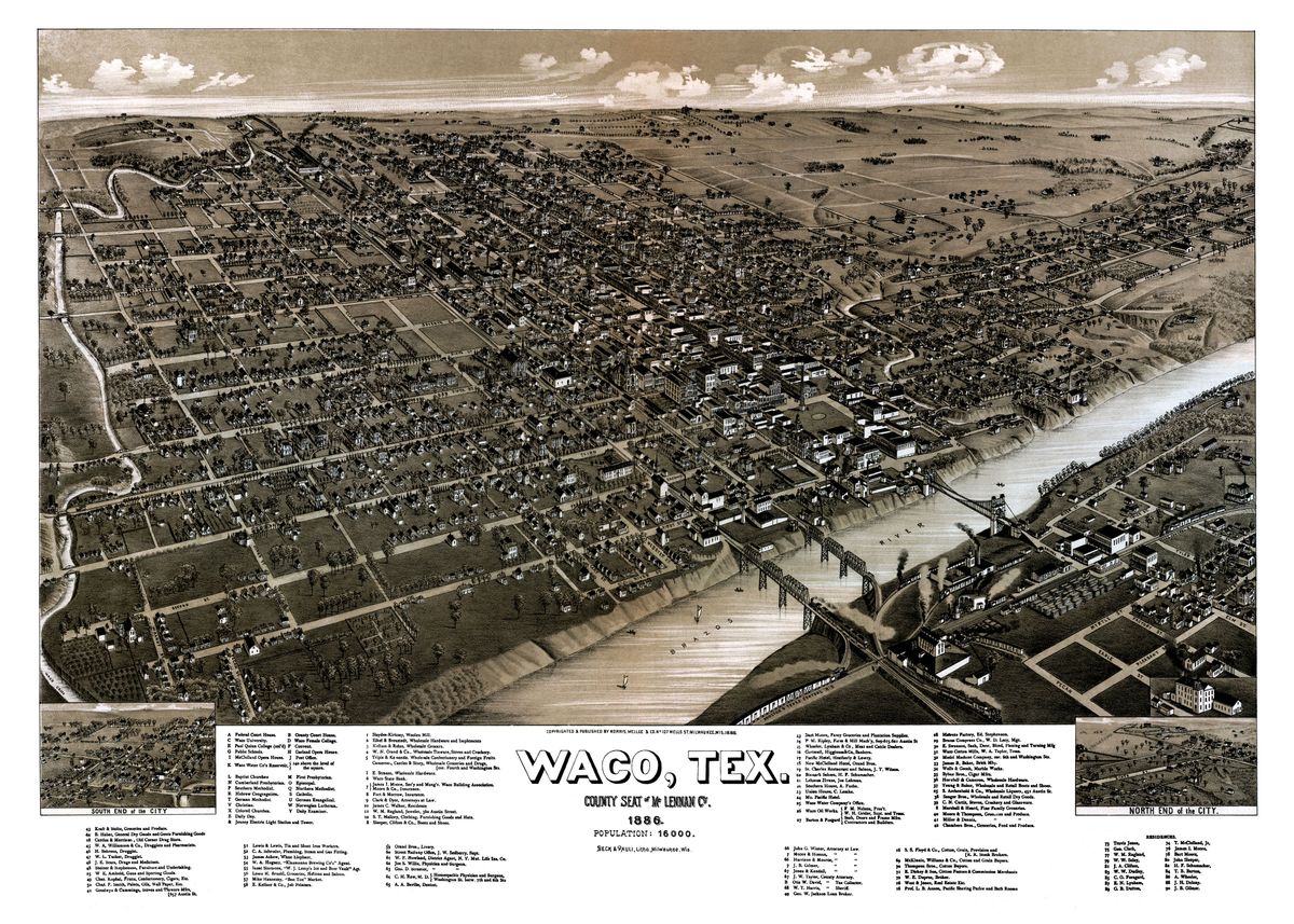 'Map of Waco Texas 1886' Poster by Cristina Romero | Displate