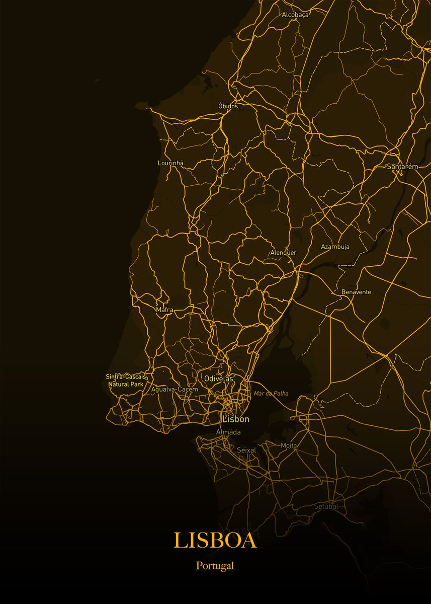 'Lisboa Lisbon Gold Maps' Poster by Misbahul Munir | Displate
