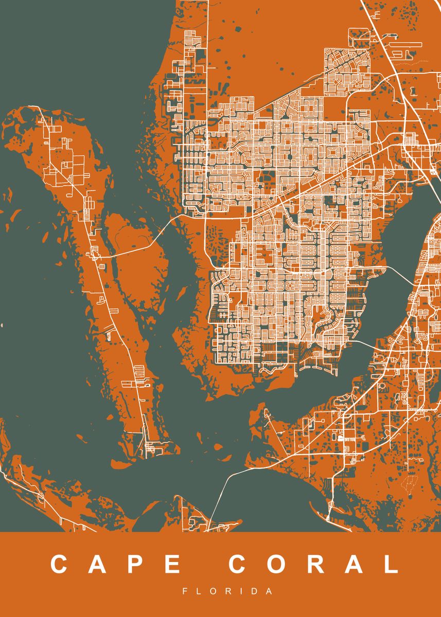 'CAPE CORAL FLORIDA USA' Poster by UrbanMaps  | Displate