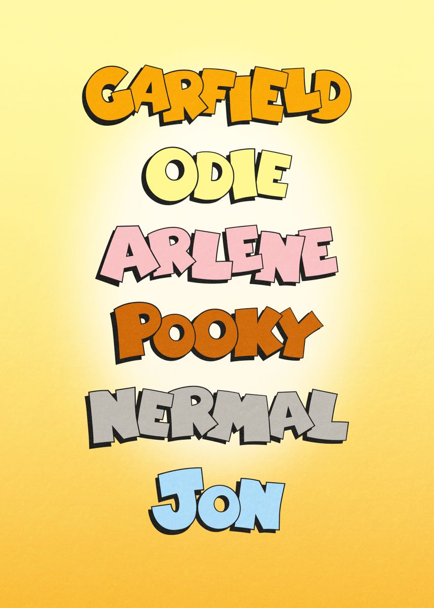 'Garfield Character Names' Poster by Garfield  | Displate
