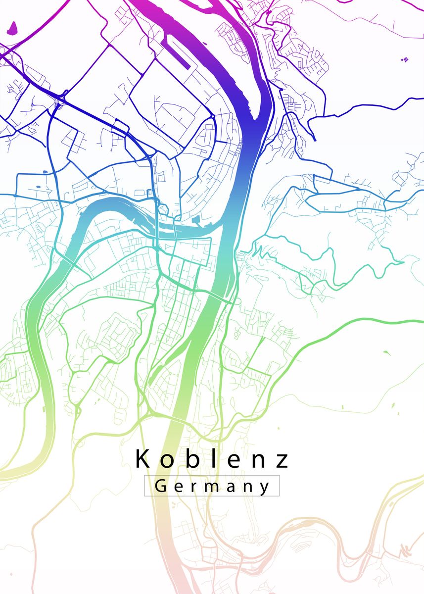 'Koblenz City Map' Poster by Robin Niemczyk | Displate