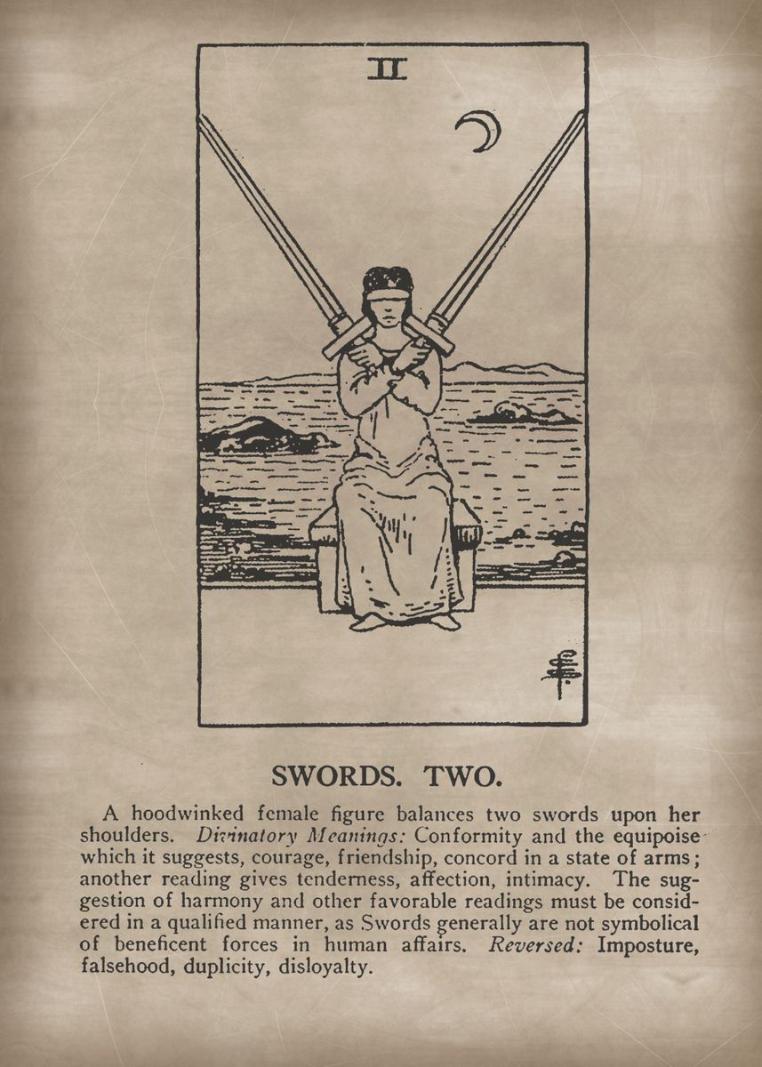 'Swords Two Tarot Card' Poster by XandYart  | Displate