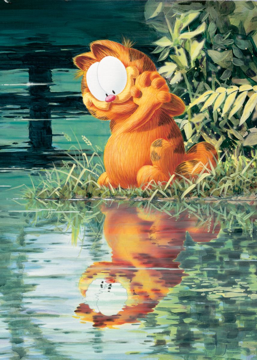 'Garfield Reflection' Poster by Garfield  | Displate