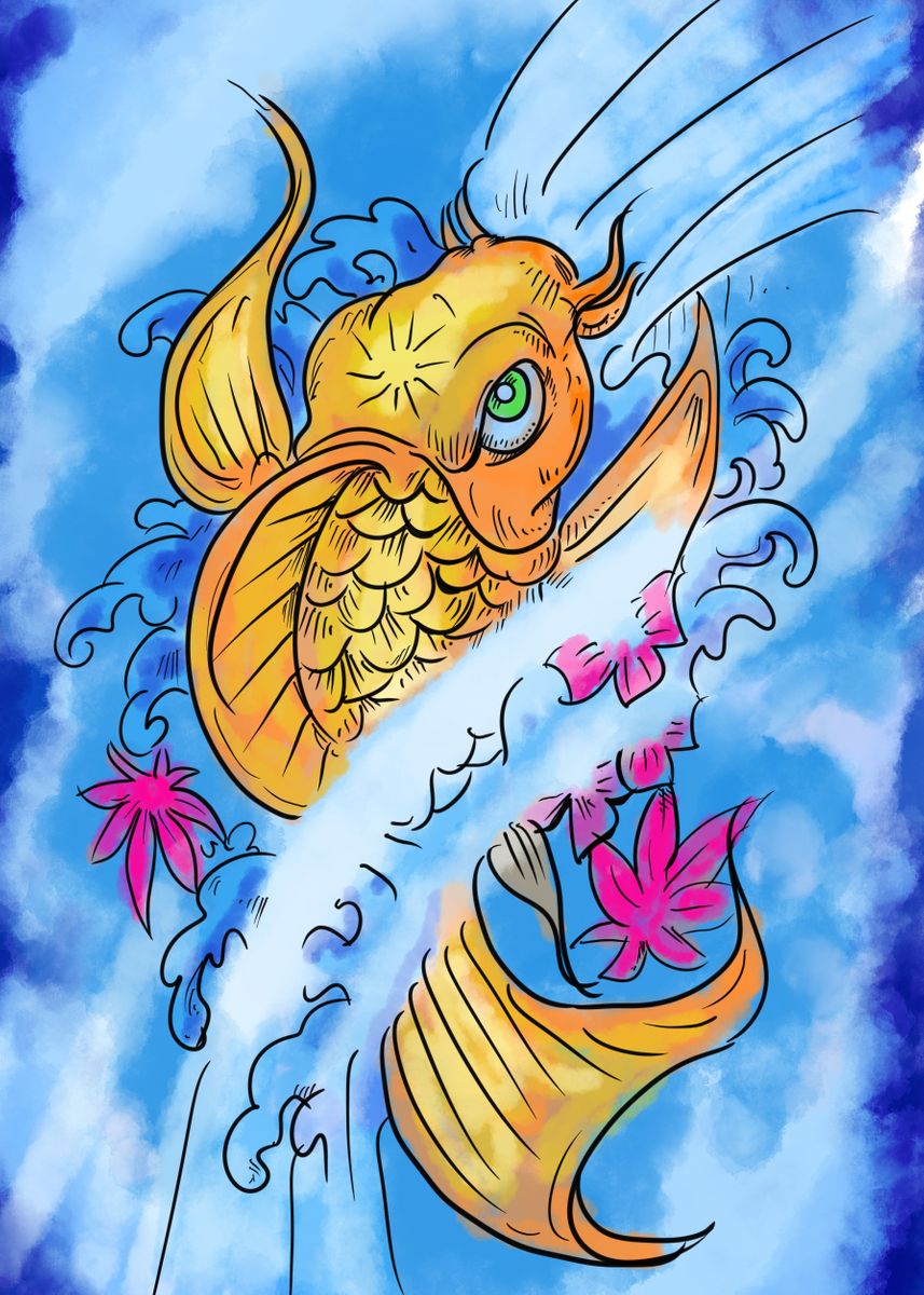 'Watercolour Koi Fish' Poster by Robert  | Displate