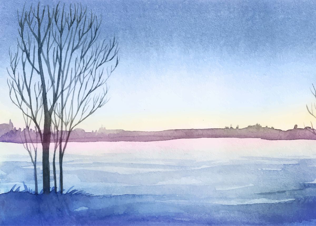 'Winter Watercolor Dry Tree' Poster by Artistic Paradigms | Displate