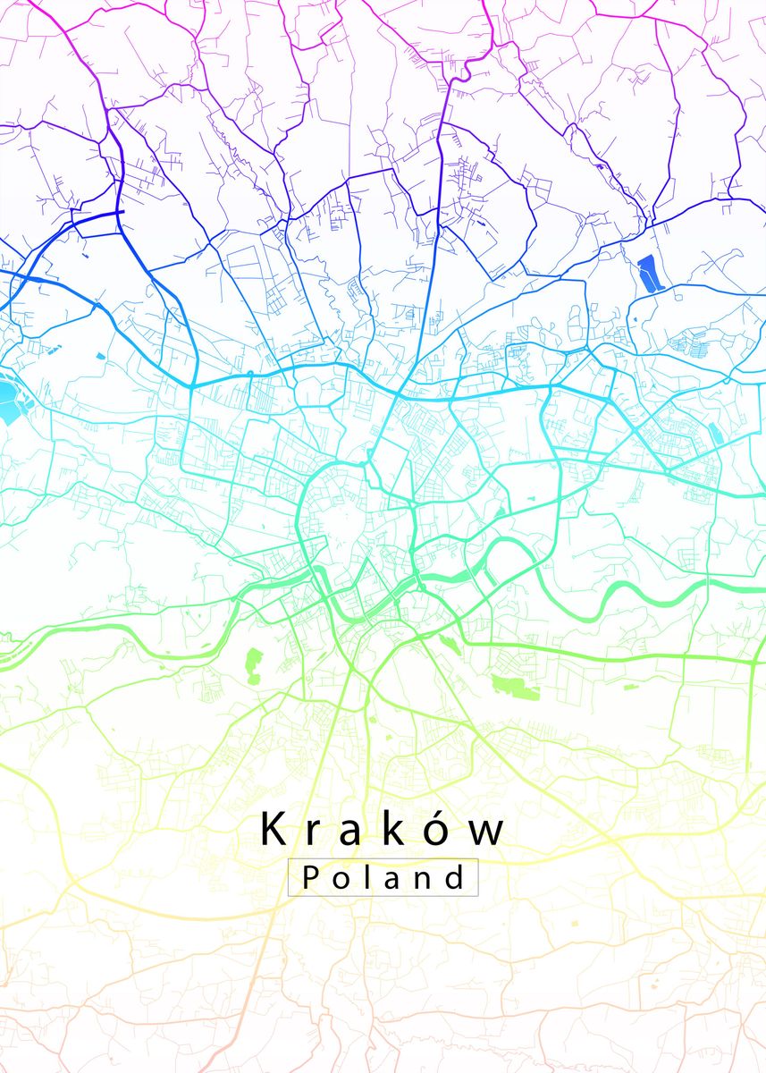 'Krakow City Map' Poster by Robin Niemczyk | Displate