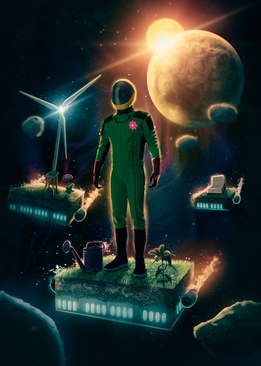 'Space Man Gardener' Poster by Milos  | Displate