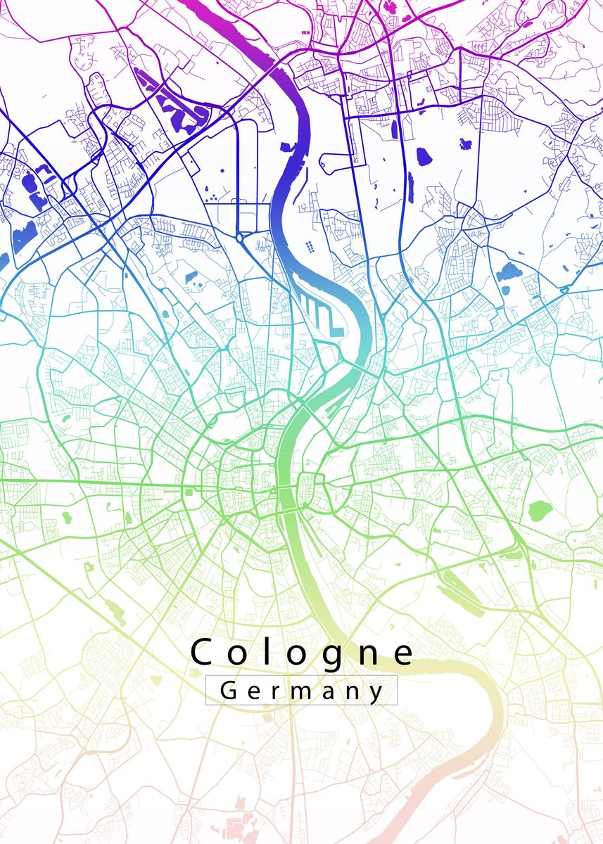 'Cologne City Map' Poster by Robin Niemczyk | Displate