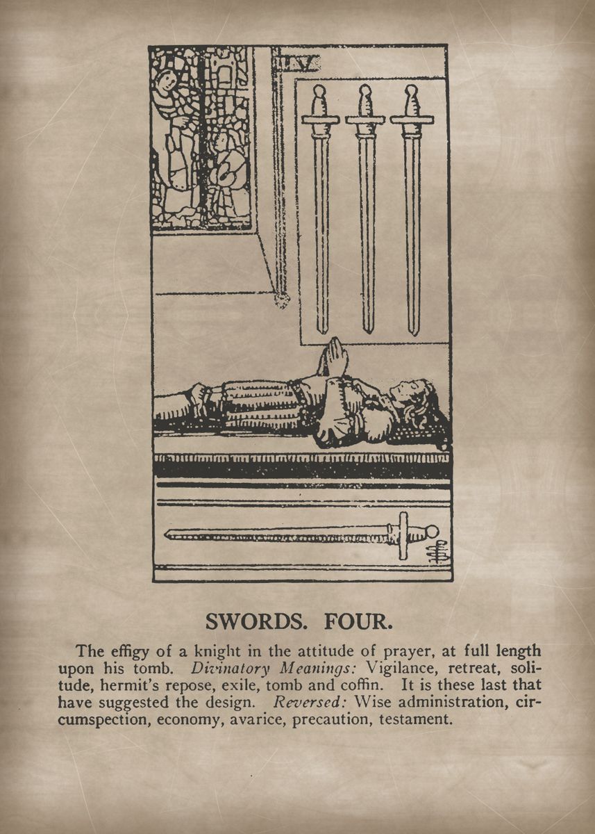 'Swords Four Tarot Card' Poster by XandYart  | Displate