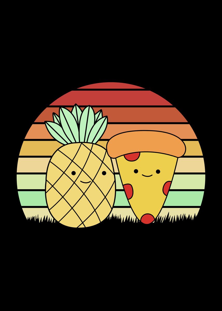'Retro Pineapple Pizza' Poster by FunnyGifts  | Displate
