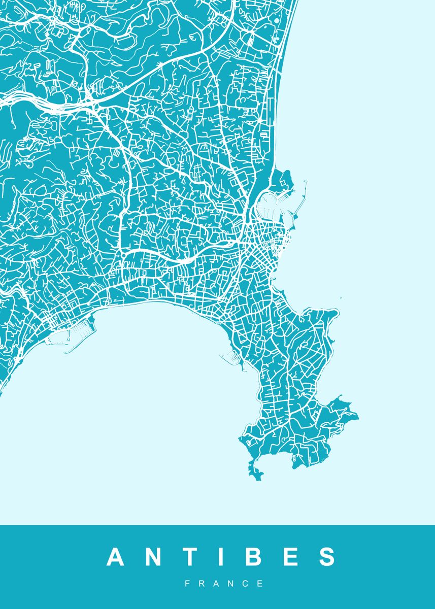 'ANTIBES Map FRANCE' Poster by UrbanMaps  | Displate