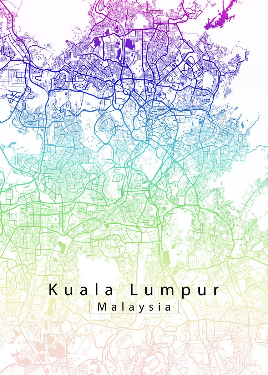 'Kuala Lumpur City Map' Poster by Robin Niemczyk | Displate
