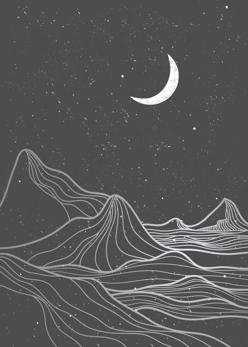 'Landscape mountain lineart' Poster, picture, metal print, paint by ...