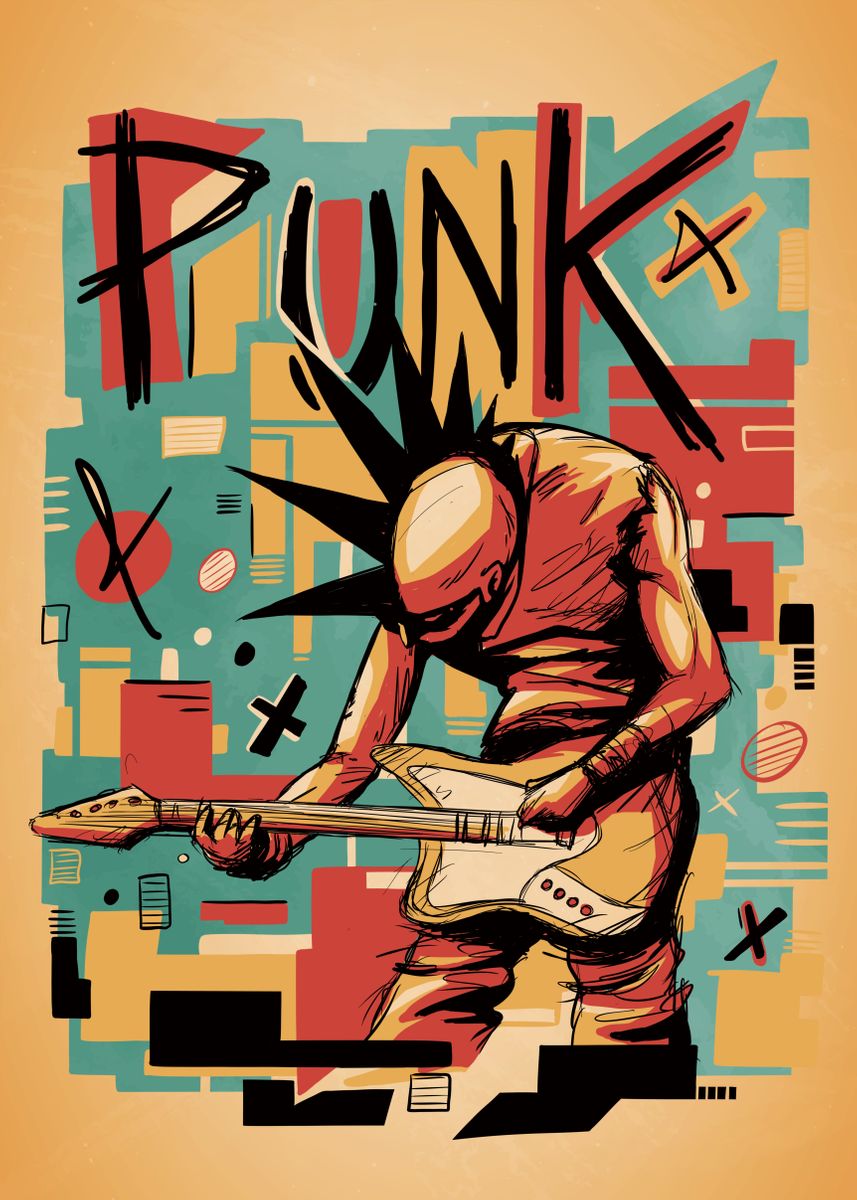 Vintage Punk Rock Poster' Poster, picture, metal print, paint by BestPrints