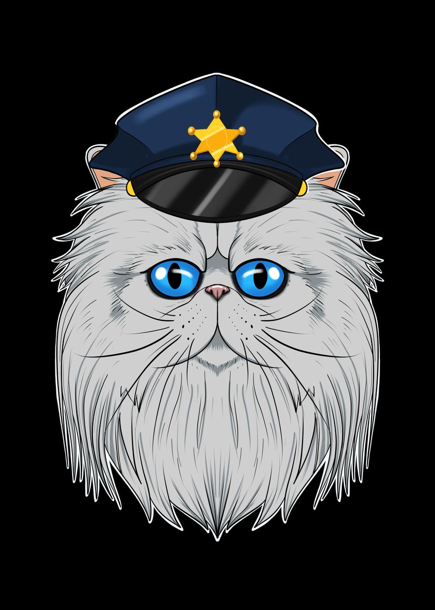 Police Siberian Cat' Poster by MaximusDesigns