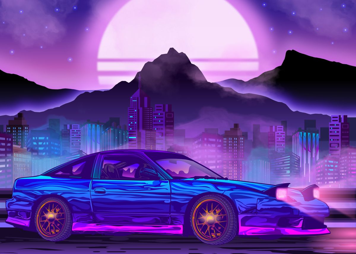 'JDM Mazda RX7 Synthwave ' Poster by Ilhamqrov | Displate