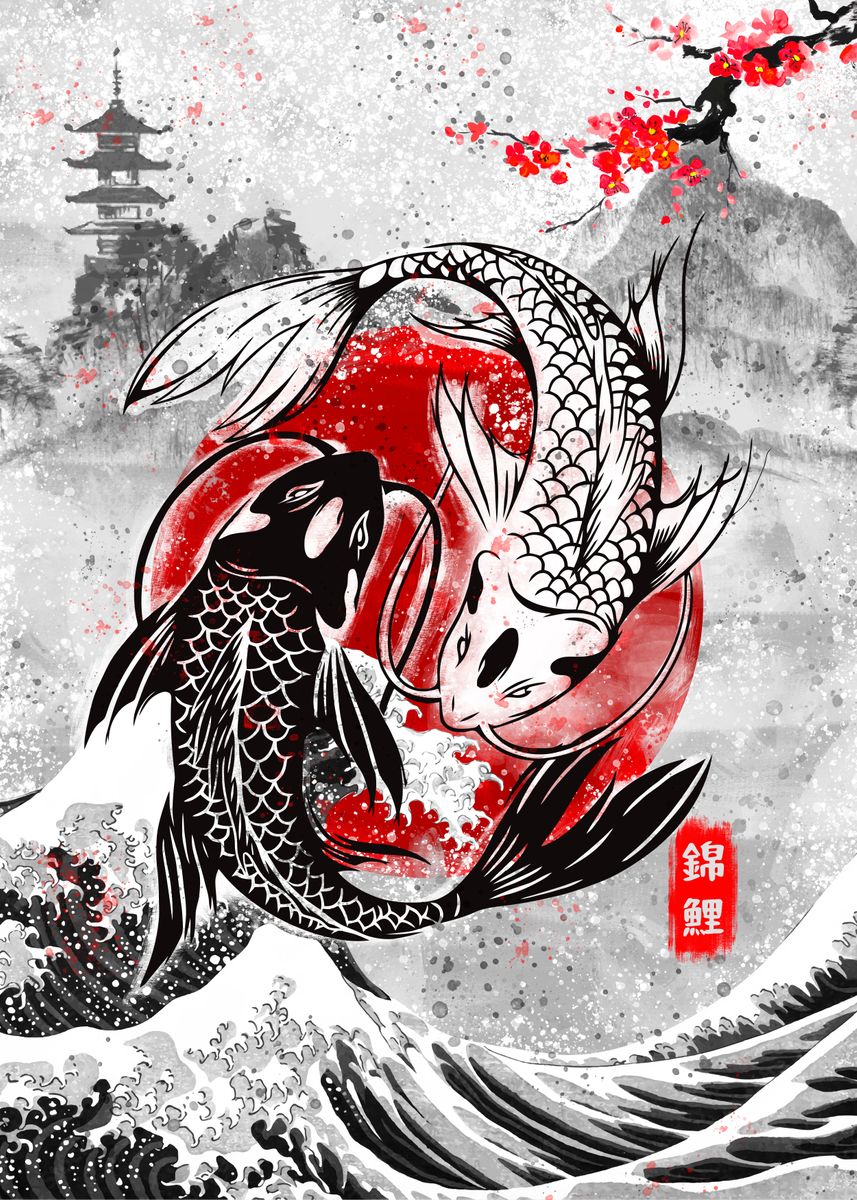 'Koi Fish Yin Yang' Poster by Ron Corkery | Displate