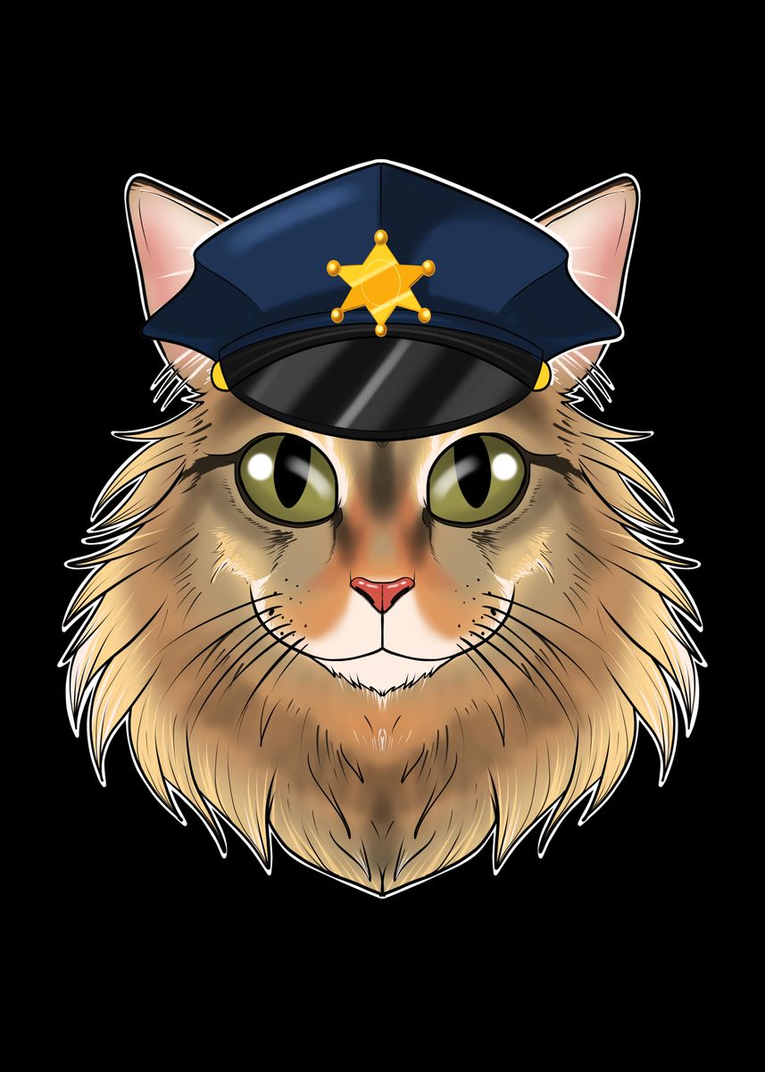 Police Siberian Cat' Poster by MaximusDesigns