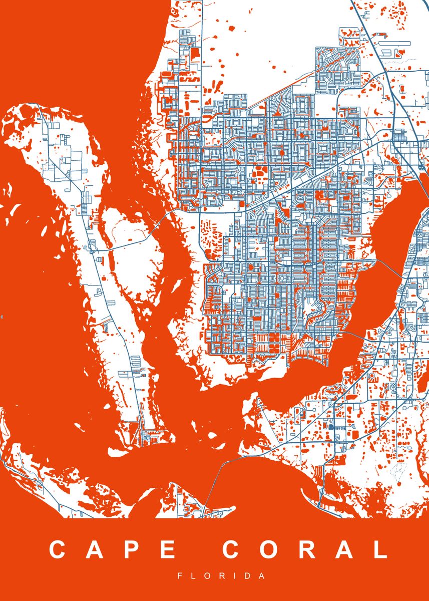 'CAPE CORAL FLORIDA USA' Poster by UrbanMaps Displate
