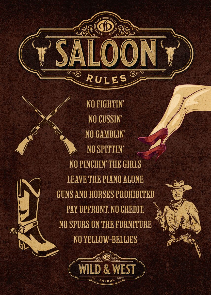 Vintage Saloon Rules Poster Picture Metal Print Paint By Artistic vintage-saloon-rules-poster-picture-metal-print-paint-by-artistic