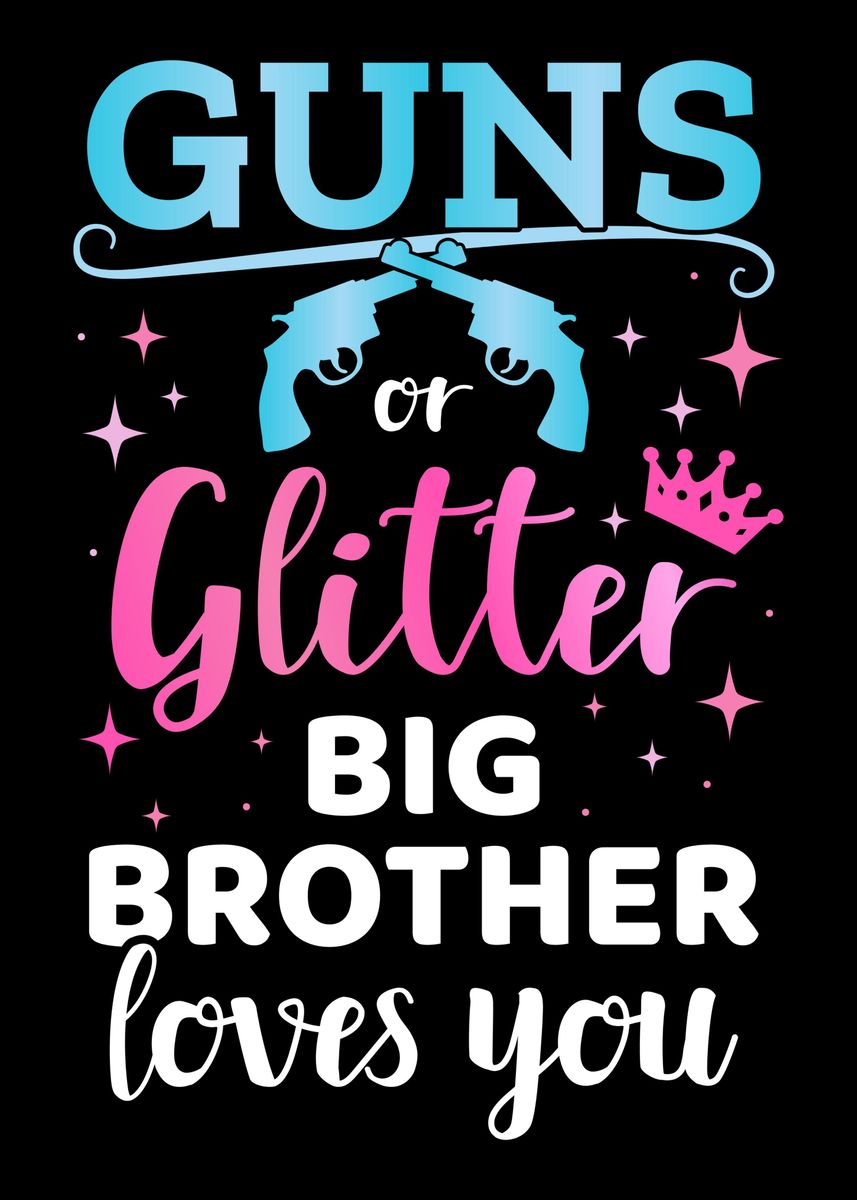 'Gender reveal guns glitter' Poster by Designzz Displate