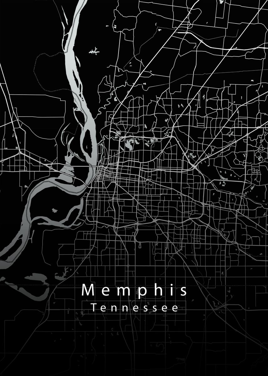 'Memphis City Map' Poster by Robin Niemczyk | Displate