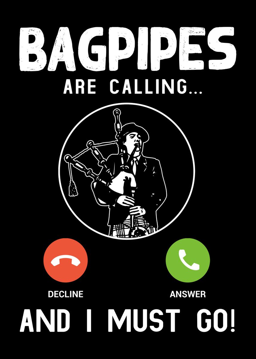'Bagpipes Calling Music' Poster, picture, metal print, paint by