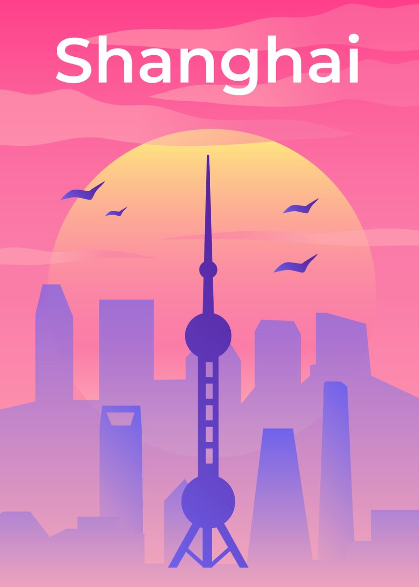 'shanghai Cityscape Tourism' Poster By Human Shadow 