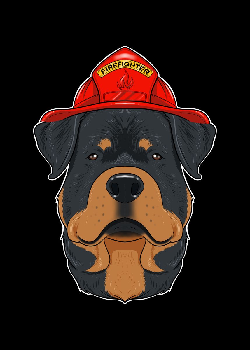 Firekeeper Rottweilers 'Firefighter Rottweiler' Poster by MaximusDesigns | Displate