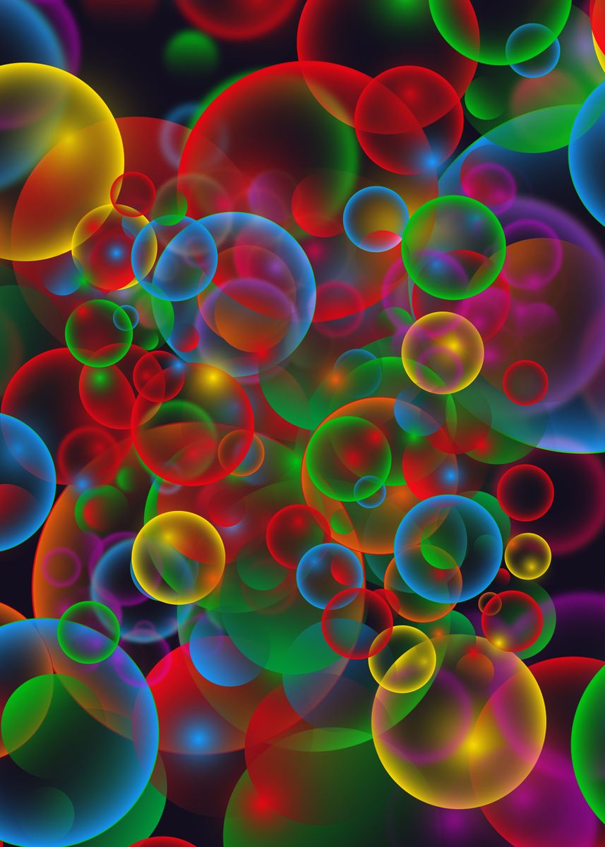 'Bright Bubbles' Poster, picture, metal print, paint by Cat Coconut ...