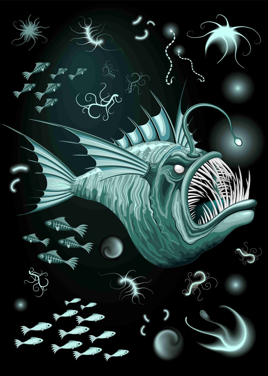 'Fish Abyssal Monster' Poster, picture, metal print, paint by ...