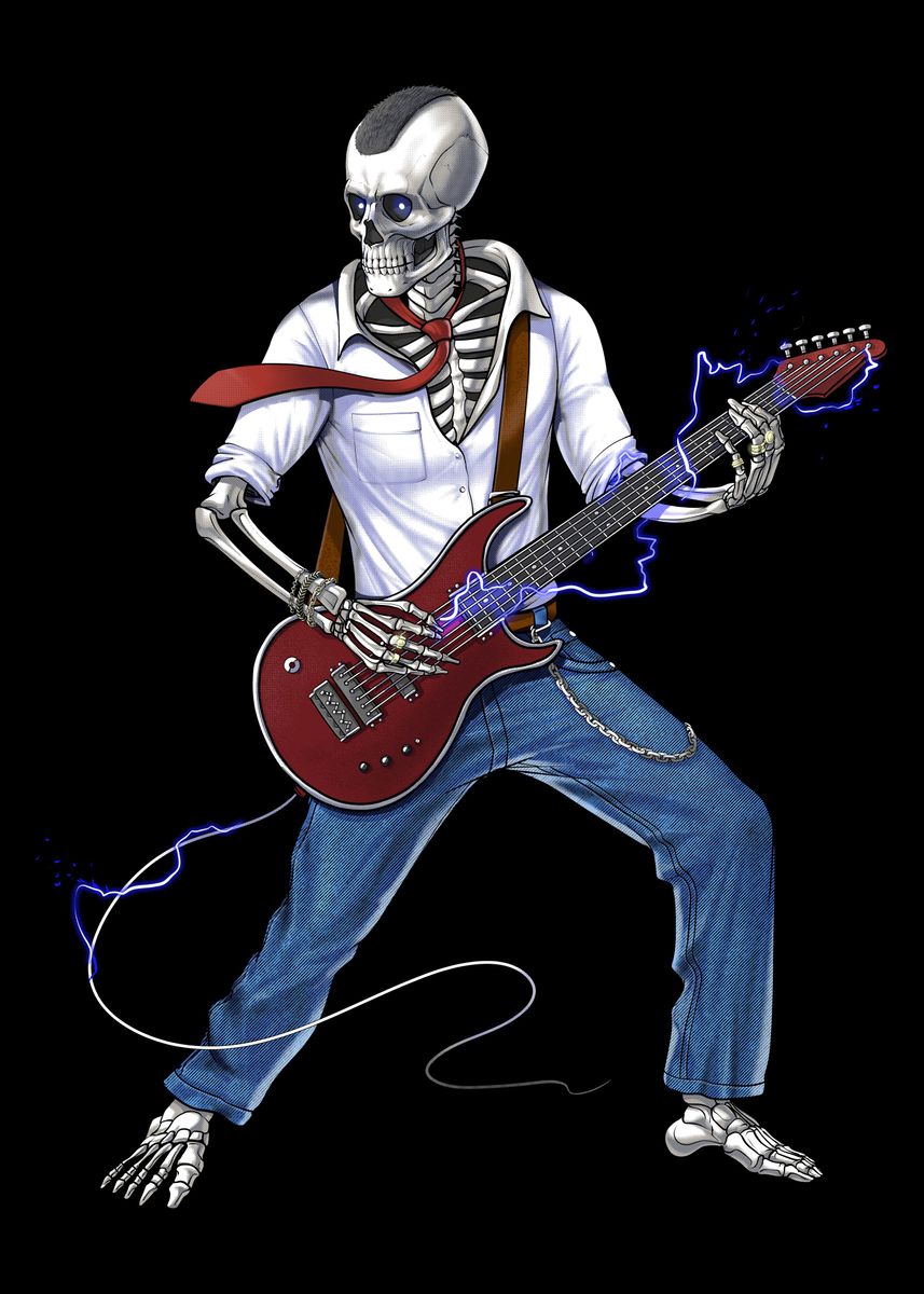 'Skeleton Guitar Player ' Poster, picture, metal print, paint by ...