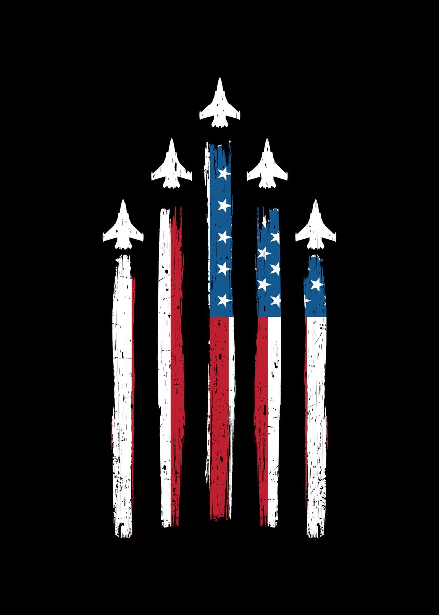 'Airplane American Flag' Poster, picture, metal print, paint by ZS C O ...