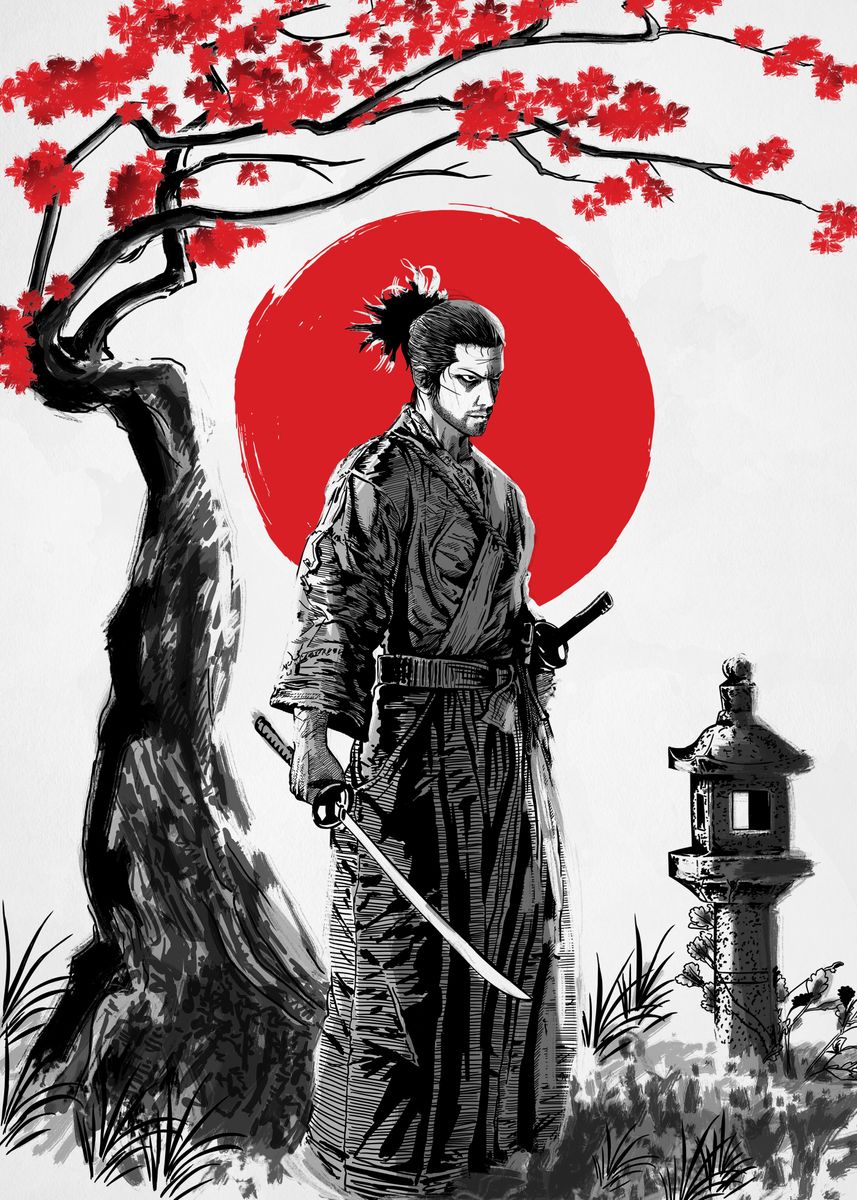 'Miyamoto Musashi' Poster, picture, metal print, paint by Denis Orio ...