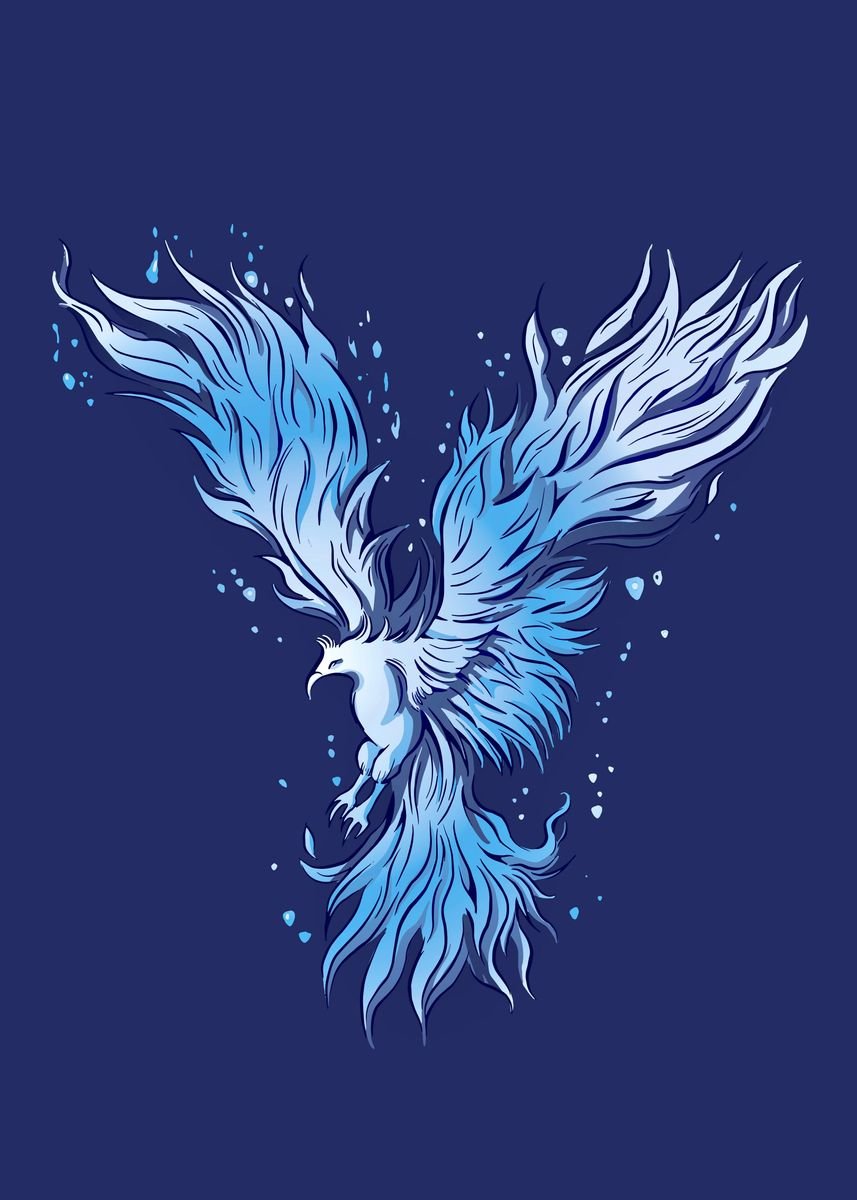 blue phoenix bird drawing