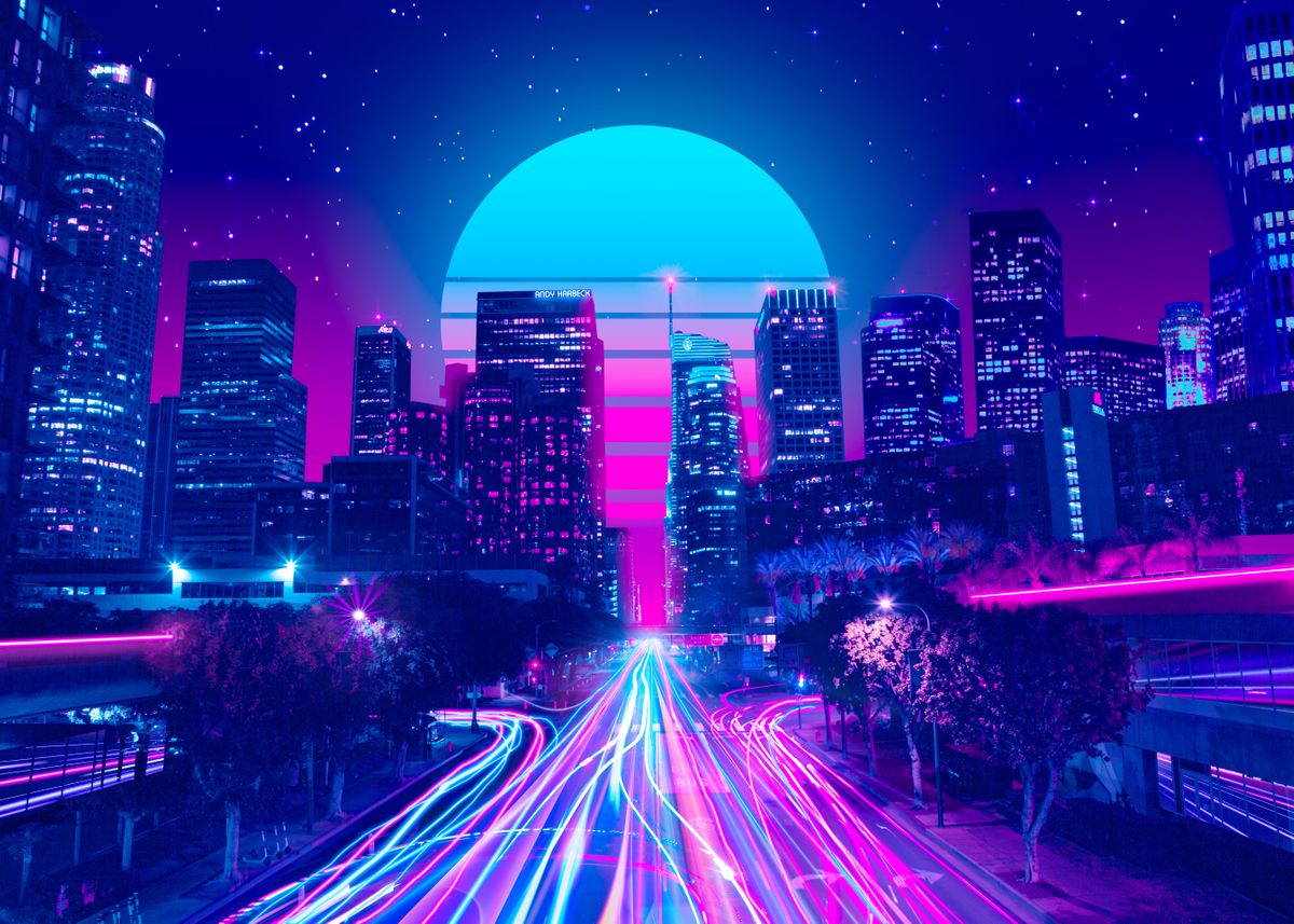 Neon Los Angeles Poster By Andy Harbeck Displate 