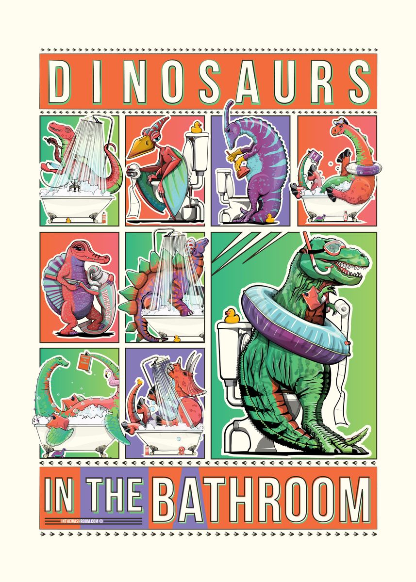 Pterodactyl on the toilet bathroom poster –