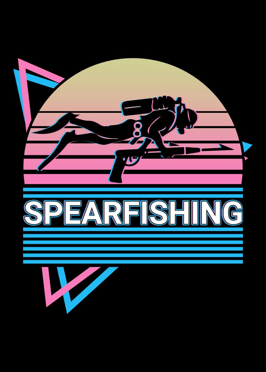 Spearfishing Spearfisher' Poster, picture, metal print, paint by  AestheticAlex