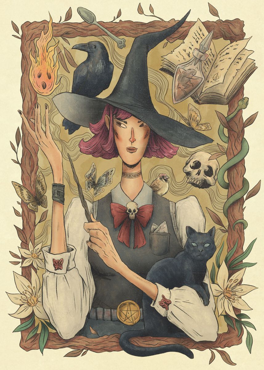 'Modern Witch' Poster, picture, metal print, paint by Fateh Lahlah
