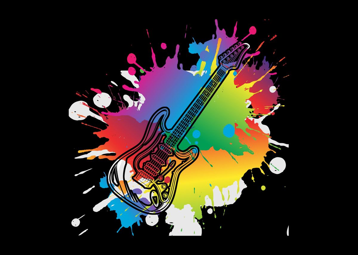 'Colorful Guitar Rock' Poster by professionaldesigns | Displate