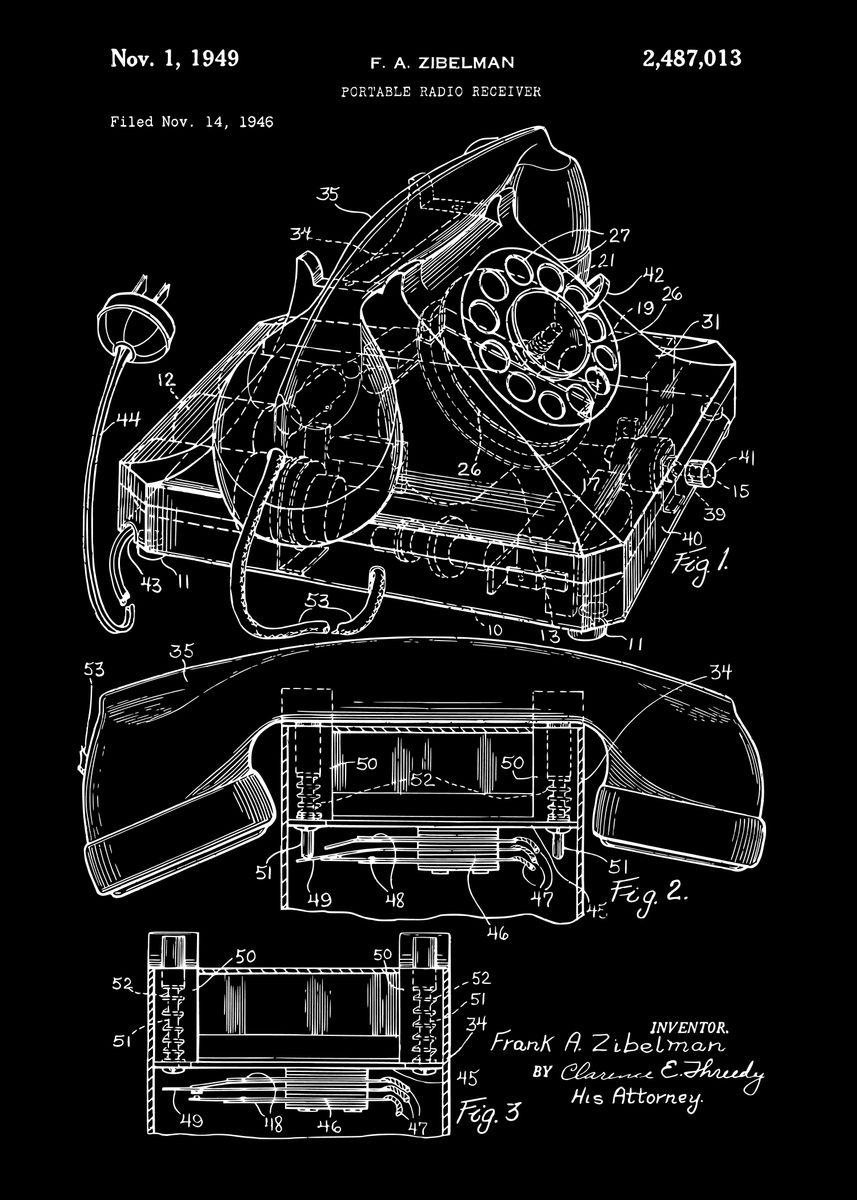 'Vintage Telephone Patent' Poster, picture, metal print, paint by Sam ...